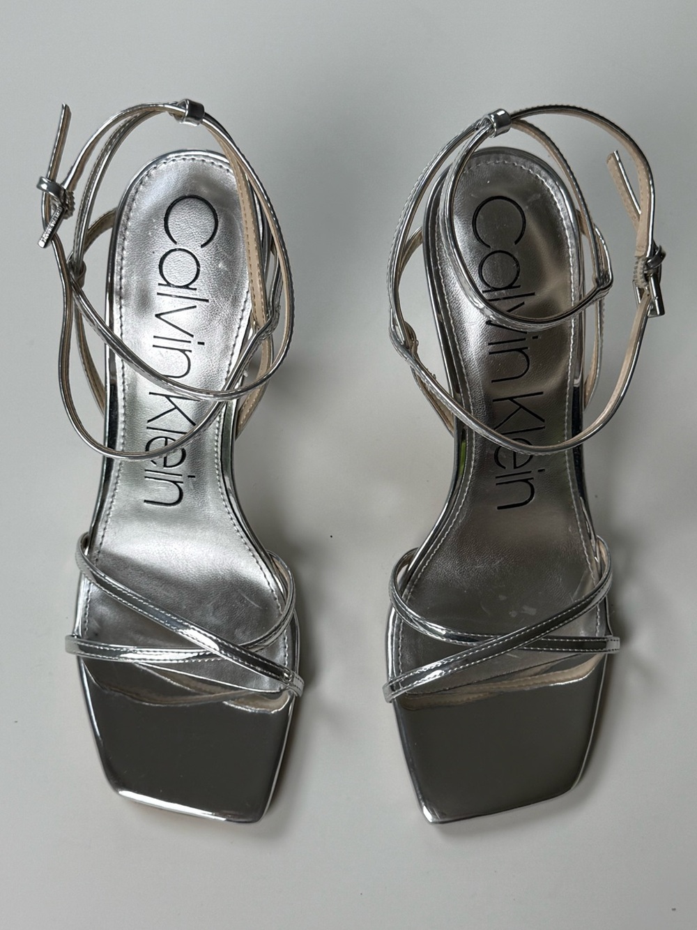 Calvin Klein Silver Strappy High Stiletto Dress Sandals